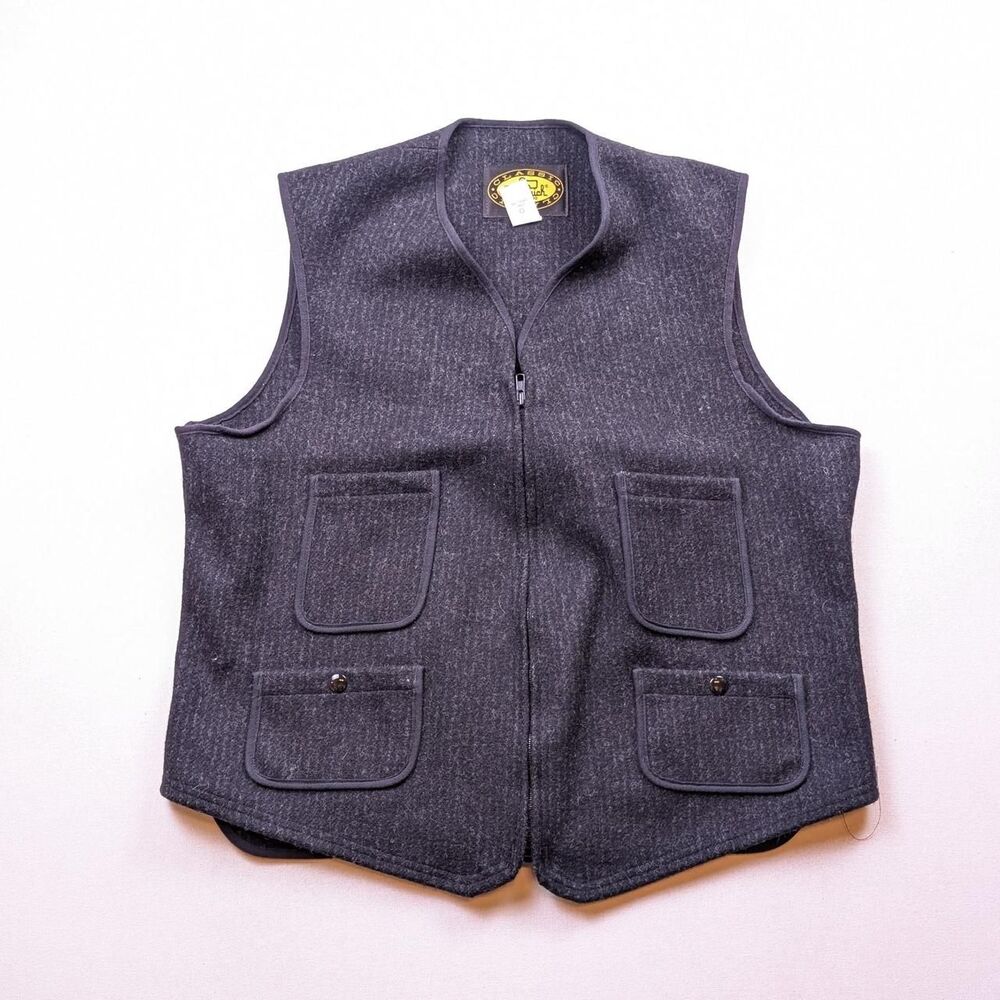Vintage Woolrich Vest Browns Beach Reproduction Buckle Back Wool Zip Vest Sz 44